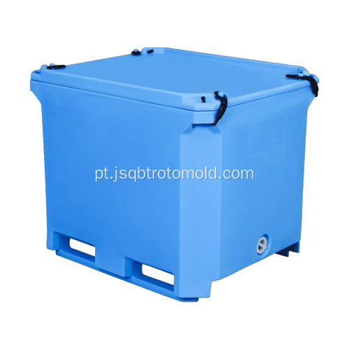 Recipiente de plástico grande caixa de paletes para peixes com isolamento usado para armazenamento de frutos do mar